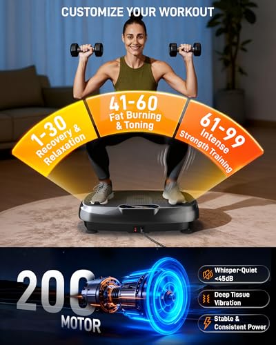 Vibration Plate Exercise Machine for Weight Loss and Lymphatic Drainage - 330lb Vibrating Platform for Home Gym Workout with Speaker, Full Body Shaker Fitness Equipment with 2 Bands for Women and Men - Image 5