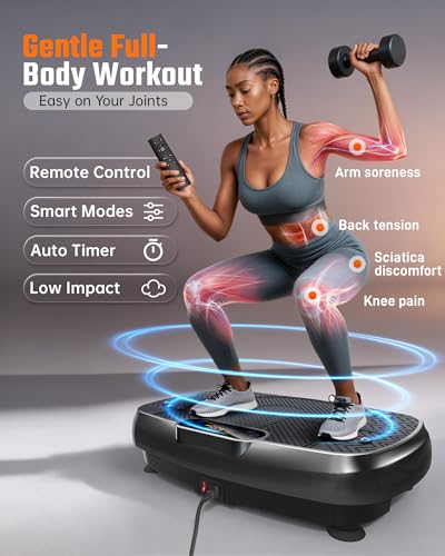 Vibration Plate Exercise Machine for Weight Loss and Lymphatic Drainage - 330lb Vibrating Platform for Home Gym Workout with Speaker, Full Body Shaker Fitness Equipment with 2 Bands for Women and Men - Image 6