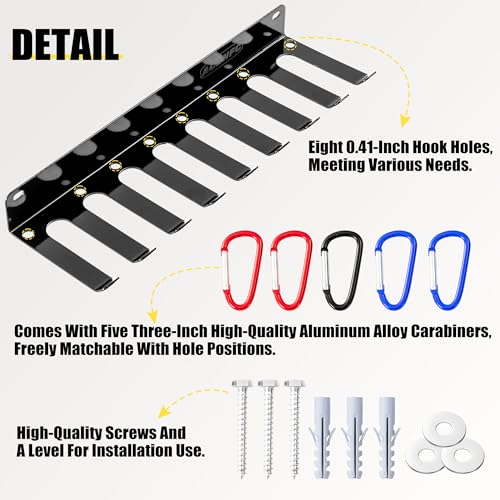 Wall-Mounted Gym Organizer, Resistance Band Storage Rack, Barbell Holder Wall Mount, Dumbbell Storage, Home Gym Accessories Holder - Image 3