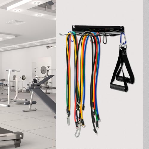 Wall-Mounted Gym Organizer, Resistance Band Storage Rack, Barbell Holder Wall Mount, Dumbbell Storage, Home Gym Accessories Holder - Image 6