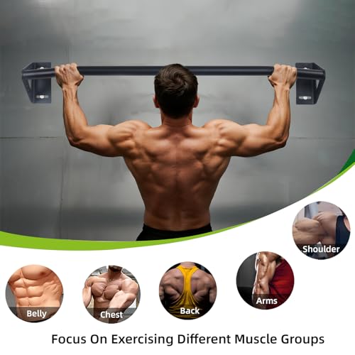 Wall Mounted Pull Up Bar Doorway, Heavy Duty Strength Training Pull-Up & Chin Up Bars for Doorframe, Support Beam or Joist Mount Thick Metal Sturdy Construction Support 500 lbs - Image 5