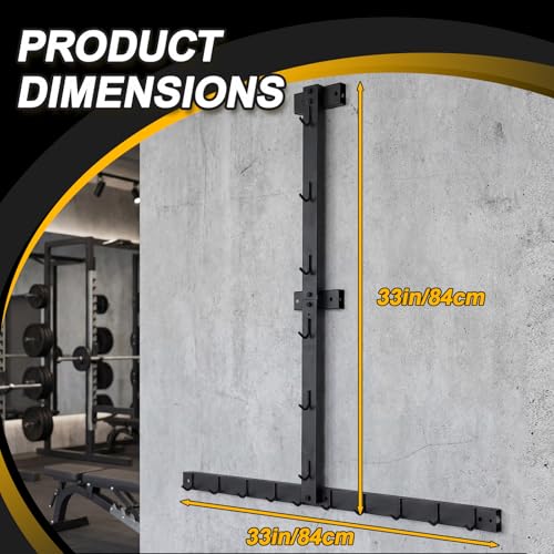 Wall-mounted Gym Accessory Storage Rack, Heavy-duty Steel Lat Pulldown Attachment Organizer, Space-saving T-Bar Design for Home & Commercial Gyms Wall Storage - Image 3