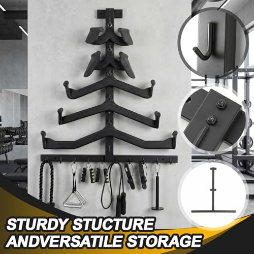 Wall-mounted Gym Accessory Storage Rack, Heavy-duty Steel Lat Pulldown Attachment Organizer, Space-saving T-Bar Design for Home & Commercial Gyms Wall Storage - Image 4