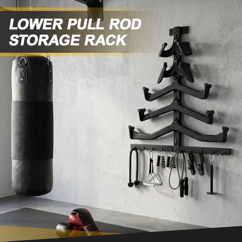 Wall-mounted Gym Accessory Storage Rack, Heavy-duty Steel Lat Pulldown Attachment Organizer, Space-saving T-Bar Design for Home & Commercial Gyms Wall Storage - Image 5