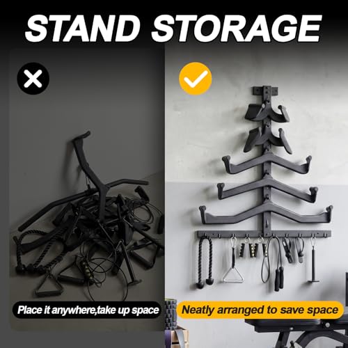 Wall-mounted Gym Accessory Storage Rack, Heavy-duty Steel Lat Pulldown Attachment Organizer, Space-saving T-Bar Design for Home & Commercial Gyms Wall Storage - Image 6