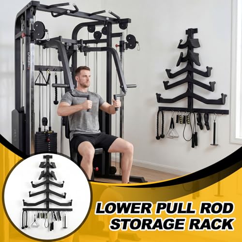 Wall-mounted Gym Accessory Storage Rack, Heavy-duty Steel Lat Pulldown Attachment Organizer, Space-saving T-Bar Design for Home & Commercial Gyms Wall Storage - Image 7