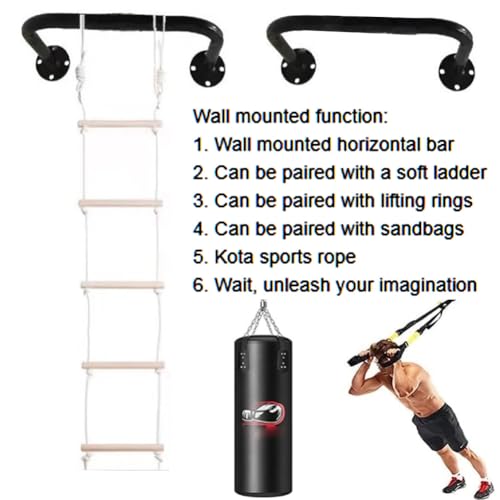 Wall mounted pull-up bar, suspension rod,cloud ladder, indoor fitness training, climbing cloud ladder,wall mounted horizontal bar pull-up bar, - Image 6