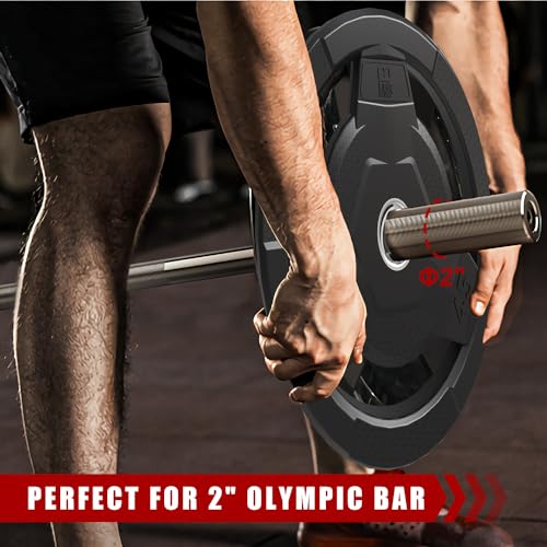 Weight Plate 2-Inch Rubber Coated Olympic Grip Plate for Barbell,Solid Cast Iron Weight Plates for Strength Training,Weightlifting,Crossfit,Home Gym, Single and Pair, 2.5/5/10/15/25/35/45 LB - Image 6