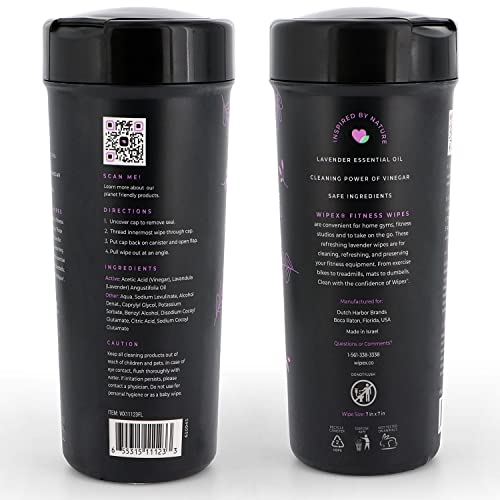 Wipex Yoga Mat Cleaner & Fitness Wipes - Natural Lavender & Vinegar Gym Equipment Cleaner - 75 Gym Wipes to Clean Yoga Mats, Spinning & Peloton Bikes, Weight Machines & Surfaces - Image 4