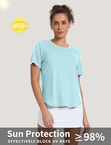 Women's Short Sleeve Workout Tops Athletic Shirts Sun Protection Shirts Quick Dry for Gym Tennis Running UPF 50+ - Image 4