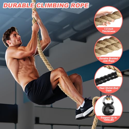 Workout Fitness Climbing Rope 10FT 15FT 20FT 25FT 30FT, 1.5" Diameter Gym Climbing Rope for Strength Training,Exercise Climbing Rope for Adults Outdoor Indoor - Image 4