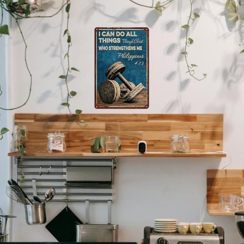 Workout Room Decor Gym Motivational Sign I Can Do All Things Through Christ Signs Vintage Metal Tin Sign For Gym Workout Sign Fitness Sign Inspirational Posters Gym Art Wall Decor 8x12 Inches - Image 7