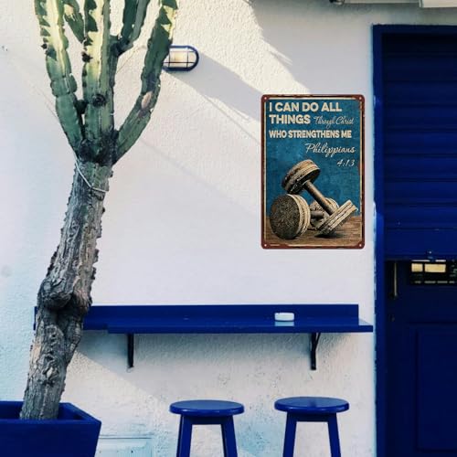 Workout Room Decor Gym Motivational Sign I Can Do All Things Through Christ Signs Vintage Metal Tin Sign For Gym Workout Sign Fitness Sign Inspirational Posters Gym Art Wall Decor 8x12 Inches - Image 8