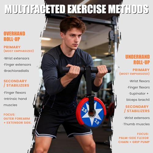 Wrist Roller Forearm Strengthener with Wrist Strap, Thick Carbon Steel Forearm Exerciser Grip Strength Trainer, 300 LB Nylon Webbing for Single-Arm Pull Training, Home Gym Wrist Trainer - Image 7