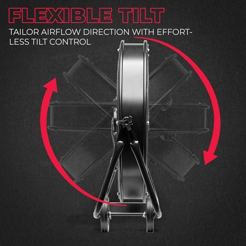 XtremepowerUS 24" Industrial Shop Fan High-Velocity Flow Drum Fan Floor Fan Rolling Drum Garage Tilt 3 Adjustable Speed Commercial, Gym, Garage Use, Black - Image 5