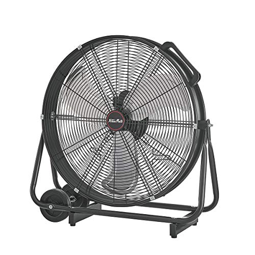 XtremepowerUS 24" Industrial Shop Fan High-Velocity Flow Drum Fan Floor Fan Rolling Drum Garage Tilt 3 Adjustable Speed Commercial, Gym, Garage Use, Black - Image 8