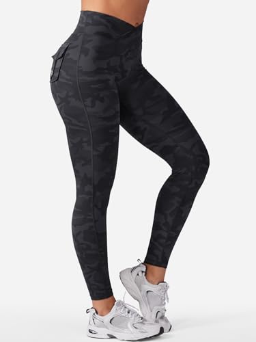 YEOREO CoreFlex Leggings with Pockets for Women Charm Scrunch Workout Leggings V Cross Waist Butt Lifting Gym Yoga Pants - Image 3