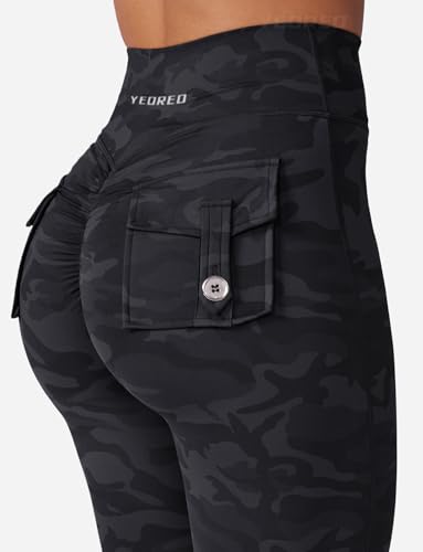 YEOREO CoreFlex Leggings with Pockets for Women Charm Scrunch Workout Leggings V Cross Waist Butt Lifting Gym Yoga Pants - Image 4