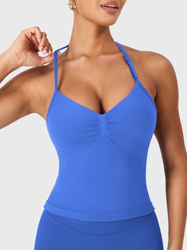 YEOREO SoftHue Impact Longline Strappy Top Women's Halter Workout Tank Tops Backless Gym Longline with Adjustable Strap - Image 4