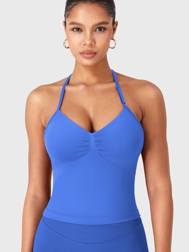 YEOREO SoftHue Impact Longline Strappy Top Women's Halter Workout Tank Tops Backless Gym Longline with Adjustable Strap - Image 5