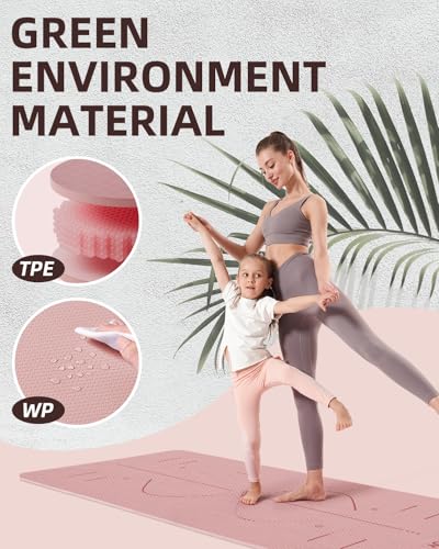 YOTTOY Yoga Mat, 72"x 32"x1/3" Extra Wide Non-Slip Exercise Fitness Yoga Mats,Eco-Friendly TPE Exercise Mats for Women Men Home Workout with Strap Bag - Image 5