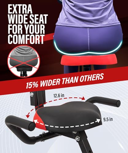 YYFITT 3-IN-1 Exercise Bike with Luminous Digits Display | Folding Stationary Bikes for Home Seniors | Compact Workout Bike with Fully Support Backrest - Wider Seat - 16 Level Magnetic Resistance - Image 6