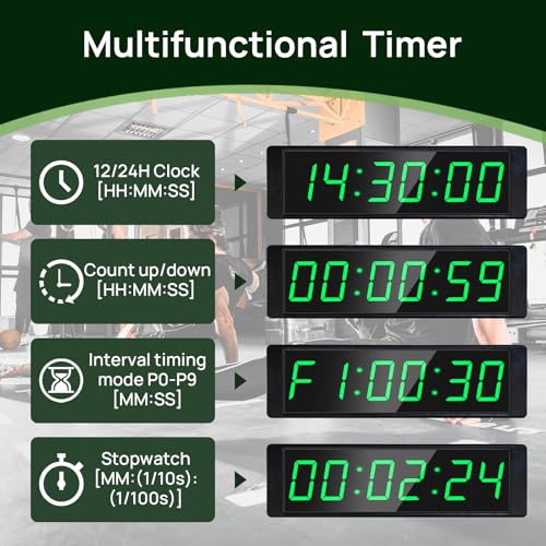 YZ Gym Timer Clock for Home Gym, Fitness Timer with Stopwatch, Large Digital Stopwatch Countdown Clock, 12/24H Digital Wall Clock, with Stand - Image 3