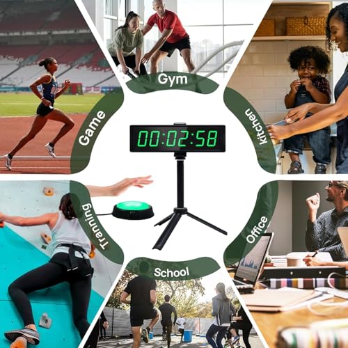 YZ Gym Timer Clock for Home Gym, Fitness Timer with Stopwatch, Large Digital Stopwatch Countdown Clock, 12/24H Digital Wall Clock, with Stand - Image 7