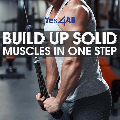 Yes4All Deluxe Tricep Rope Cable Attachment, 27 & 36 inch with 4 Colors, Exercise Machine Attachments Pulley System Gym Pull Down Rope with Carabiner - Image 5