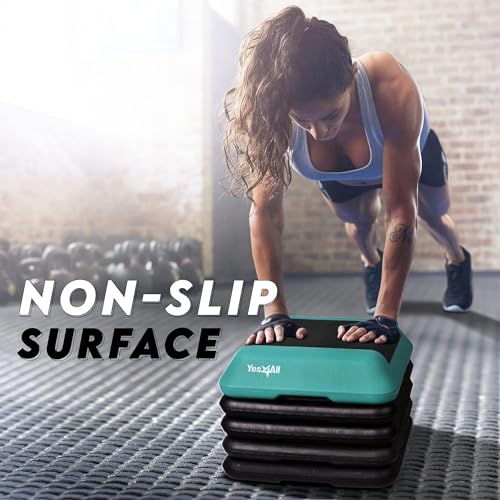 Yes4All High Arobic Step Platform & Stackable Risers - Adjustable 4"/6"/8"/10"/12" Height - Choose Full Step Platform Set or 2-Pack Stackable Risers, Customize for Cardio & Aerobic Exercise - Image 5