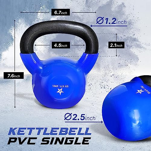 Yes4All Kettlebell, 5-100 LB Vinyl Coated Cast Iron Strength Training Kettlebells for Home Gym Exercises, Fitness, Full Body Workout Equipment, Push Ups, and Grip Strength - Image 3