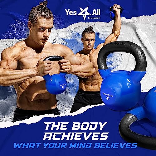 Yes4All Kettlebell, 5-100 LB Vinyl Coated Cast Iron Strength Training Kettlebells for Home Gym Exercises, Fitness, Full Body Workout Equipment, Push Ups, and Grip Strength - Image 7