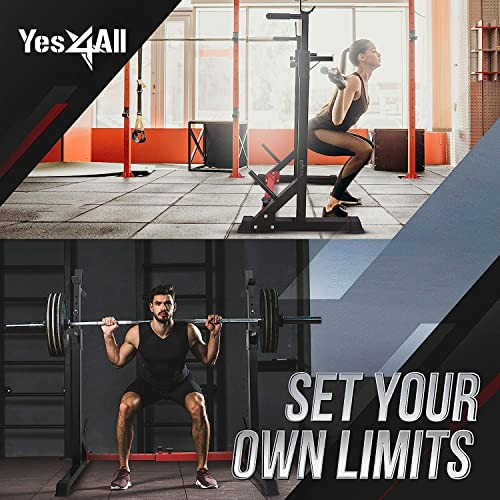 Yes4All Squat Rack for Home Gym, Adjustable Barbell Stand Rack, Multi-Function Weight Lifting, Dip Bar Station, Bench Press Rack Stand, Weight Plate Storage - Capacity Up to 600LBS - Image 3