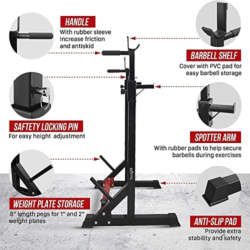 Yes4All Squat Rack for Home Gym, Adjustable Barbell Stand Rack, Multi-Function Weight Lifting, Dip Bar Station, Bench Press Rack Stand, Weight Plate Storage - Capacity Up to 600LBS - Image 4