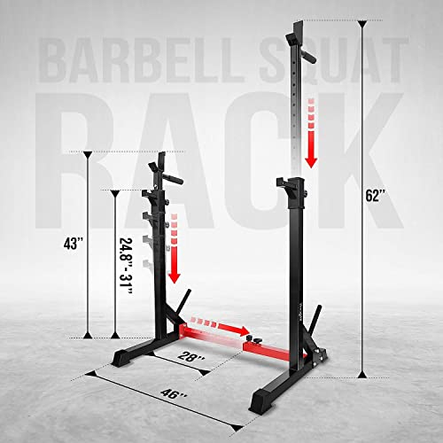 Yes4All Squat Rack for Home Gym, Adjustable Barbell Stand Rack, Multi-Function Weight Lifting, Dip Bar Station, Bench Press Rack Stand, Weight Plate Storage - Capacity Up to 600LBS - Image 5