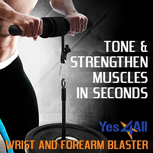 Yes4All Wrist and Forearm Blaster, Build Massive Grip Strength & Muscles with Steel Wrist Roller & Forearm Roller, Heavy Duty Arm Blaster Fits 1" & 2" Weight Plates, Improve Lifting Power - Image 6
