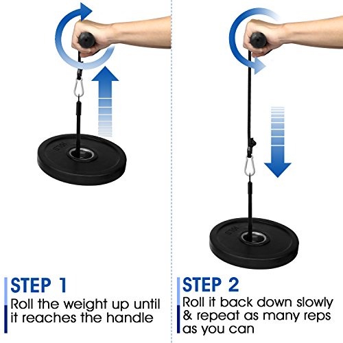 Yes4All Wrist and Forearm Blaster, Build Massive Grip Strength & Muscles with Steel Wrist Roller & Forearm Roller, Heavy Duty Arm Blaster Fits 1" & 2" Weight Plates, Improve Lifting Power - Image 7