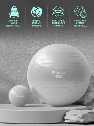 Yoga Ball for Exercise, Pilates Set, 4 Sizes Fitness Ball for Workout, Birthing, Pregnancy, Physical Therapy- Pump Included - Image 3