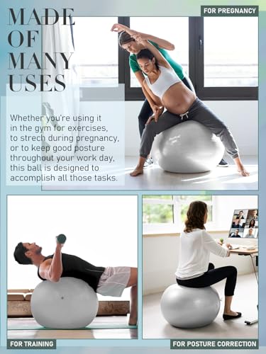 Yoga Ball for Exercise, Pilates Set, 4 Sizes Fitness Ball for Workout, Birthing, Pregnancy, Physical Therapy- Pump Included - Image 6