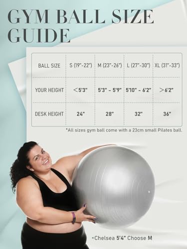Yoga Ball for Exercise, Pilates Set, 4 Sizes Fitness Ball for Workout, Birthing, Pregnancy, Physical Therapy- Pump Included - Image 7