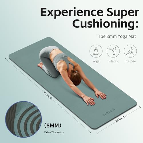 Yoga Mat 8mm Super Thick TPE Fitness Mat | SGS Certified | Non-Slip, Odorless & Tear-Resistant | Unisex with Strap | for Yoga, Pilates, Meditation & Home Workouts - Image 3