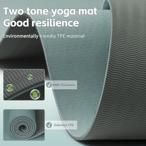 Yoga Mat 8mm Super Thick TPE Fitness Mat | SGS Certified | Non-Slip, Odorless & Tear-Resistant | Unisex with Strap | for Yoga, Pilates, Meditation & Home Workouts - Image 6