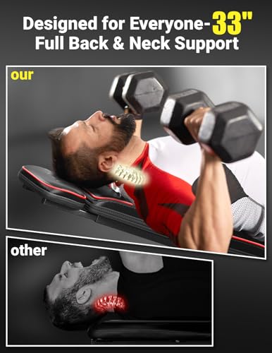 Yoleo Adjustable Weight Bench, 660LB Foldable Workout Bench with Extended Head/Neck Protection/Spine Support for Bench Press, Fast Folding Incline Decline Flat Bench - Image 3