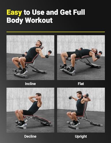 Yoleo Adjustable Weight Bench, 660LB Foldable Workout Bench with Extended Head/Neck Protection/Spine Support for Bench Press, Fast Folding Incline Decline Flat Bench - Image 7