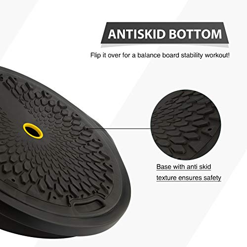 ZELUS 25in. Balance Ball | 660lb Inflatable Half Exercise Ball Wobble Board Balance Trainer w Nonslip Base | Half Yoga Ball Strength Training Equipment w 2 Bands, Pump, Extra Ball Included - Image 5