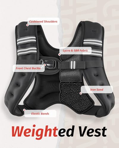 ZELUS Weighted Vest, 6lb/8lb/12lb/16lb/20lb/25lb/30lb Weight Vest with Reflective Stripe for Workout, Strength Training, Running, Fitness, Muscle Building, Weight Loss, Weightlifting - Image 5