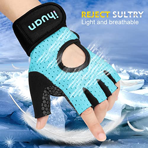 ihuan Breathable Weight Lifting Workout Gym Gloves: Fingerless Exercise Wrist Support | Enhance Palm Protection | Extra Grip for Fitness |Training | Rowing | Pull-ups - Image 3