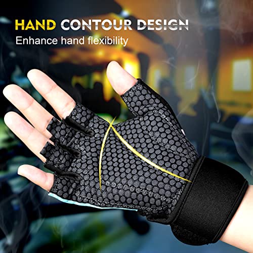 ihuan Breathable Weight Lifting Workout Gym Gloves: Fingerless Exercise Wrist Support | Enhance Palm Protection | Extra Grip for Fitness |Training | Rowing | Pull-ups - Image 5