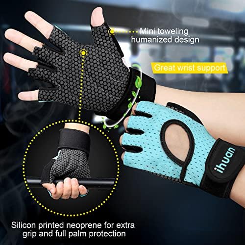 ihuan Breathable Weight Lifting Workout Gym Gloves: Fingerless Exercise Wrist Support | Enhance Palm Protection | Extra Grip for Fitness |Training | Rowing | Pull-ups - Image 6