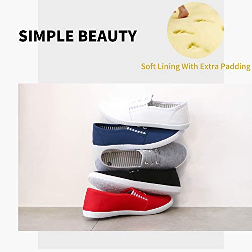 kufeiti Women's Canvas Slip On Shoes Sneakers for Women Fashion Comfortable White Black Elastic Sneakers for Women - Image 5